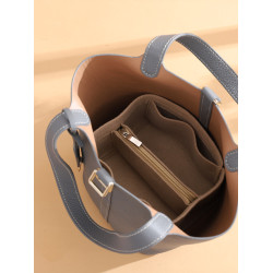 菜籃子女包原版真牛皮水桶包全手縫蠟線手工diy自製材料包大象灰