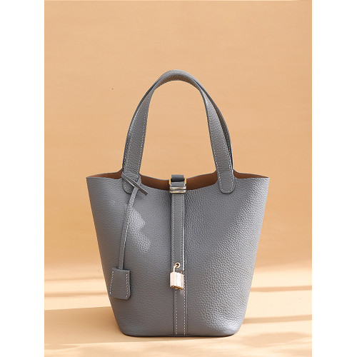 菜籃子女包原版真牛皮水桶包全手縫蠟線手工diy自製材料包大象灰