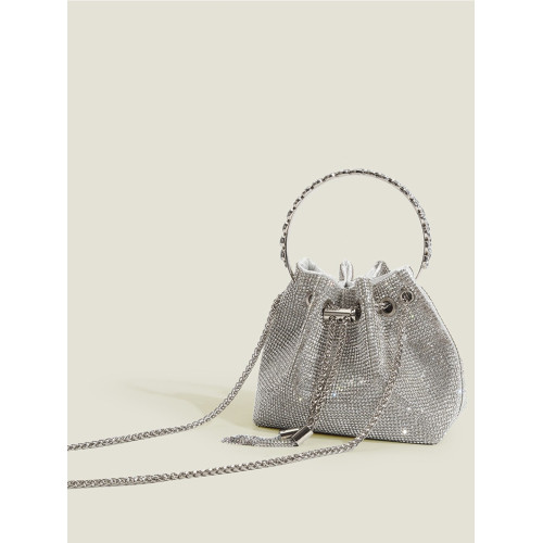 2025新款鑲鑽法式小衆設計水桶包閃亮宴會百搭高級感鏈條網紅女包 2025新款鑲鑽法式小衆設計水桶包閃亮宴會百搭高級感鏈條網紅女包