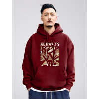 香港潮牌餘文樂重磅440克加絨衛衣男秋冬季連帽寬鬆大碼紅色衣服