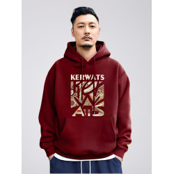 香港潮牌餘文樂重磅440克加絨衛衣男秋冬季連帽寬鬆大碼紅色衣服