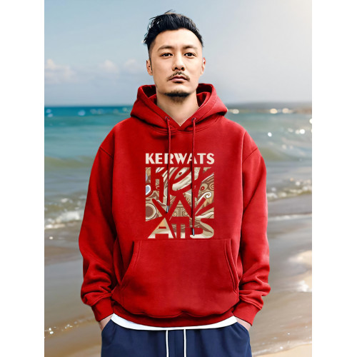 香港潮牌餘文樂重磅440克加絨衛衣男秋冬季連帽寬鬆大碼紅色衣服