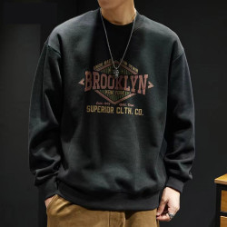 重磅380g圓領衛衣男秋季潮牌寬鬆大碼潮流美式印花套頭長袖上衣服