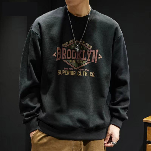 重磅380g圓領衛衣男秋季潮牌寬鬆大碼潮流美式印花套頭長袖上衣服 重磅380g圓領衛衣男秋季潮牌寬鬆大碼潮流美式印花套頭長袖上衣服