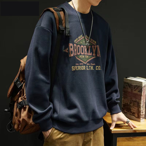 重磅380g圓領衛衣男秋季潮牌寬鬆大碼潮流美式印花套頭長袖上衣服 重磅380g圓領衛衣男秋季潮牌寬鬆大碼潮流美式印花套頭長袖上衣服