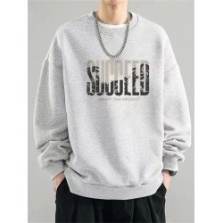 港風潮流美式復古重磅100%純棉圓領衛衣男裝秋冬寬鬆百搭加絨痞帥