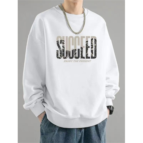 港風潮流美式復古重磅100%純棉圓領衛衣男裝秋冬寬鬆百搭加絨痞帥