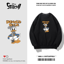 可愛鴨子圓領衛衣男寬鬆百搭ins美式春秋加絨寬鬆無帽外套潮牌