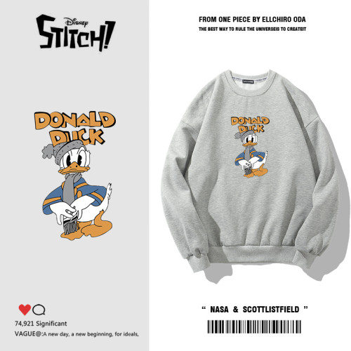 可愛鴨子圓領衛衣男寬鬆百搭ins美式春秋加絨寬鬆無帽外套潮牌