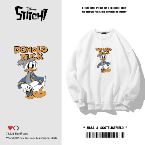 可愛鴨子圓領衛衣男寬鬆百搭ins美式春秋加絨寬鬆無帽外套潮牌