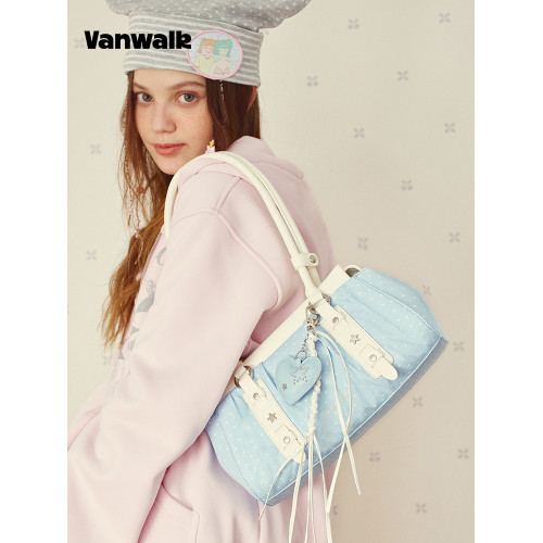 VANWALK糯米團 小衆大容量波點腋下單肩托特包女通勤休閒手提包包