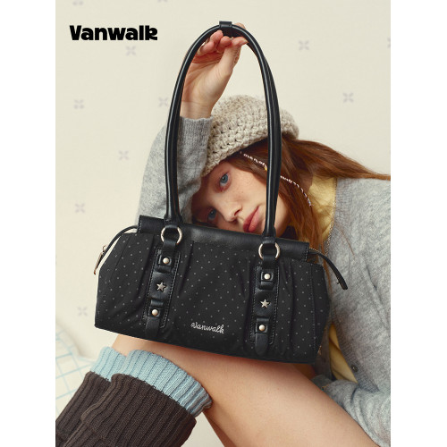 VANWALK糯米團 小衆大容量波點腋下單肩托特包女通勤休閒手提包包