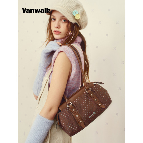 VANWALK糯米團 小衆大容量波點腋下單肩托特包女通勤休閒手提包包