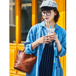 原創設計日系簡約風格軟皮女包進口頭層牛皮手提包百搭休閒小包包