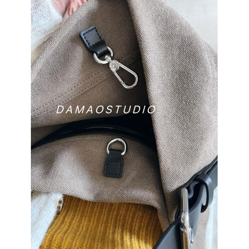 DAMAOSTUDIO潮jennie同款真牛皮拼接帆布慵懶風水桶大容量托特包