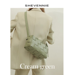 shevennie真皮編織小方包托特包斜背大容量包包 2025新款秋冬女包