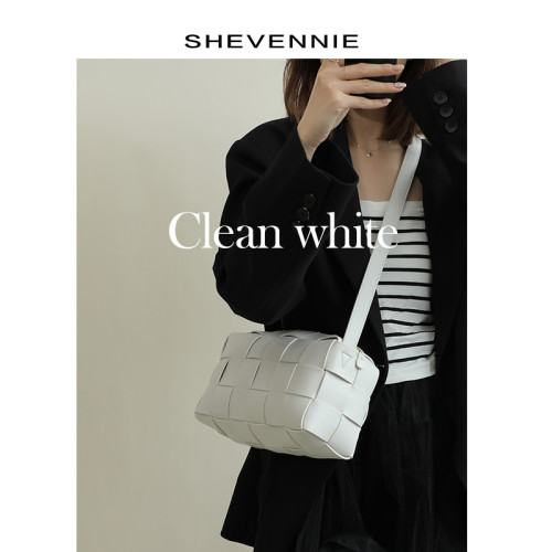 shevennie真皮編織小方包托特包斜背大容量包包 2025新款秋冬女包