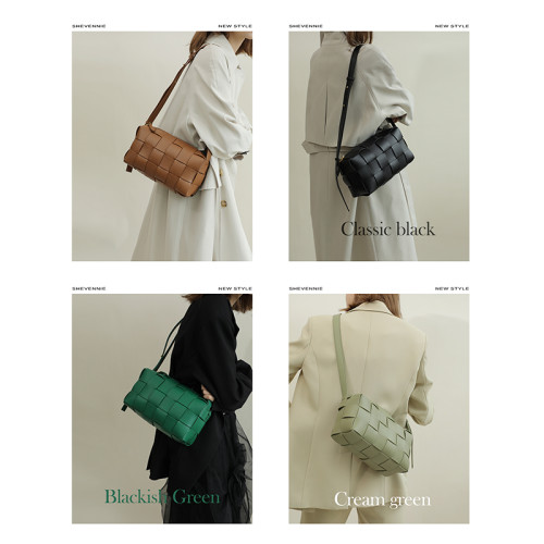 shevennie真皮編織小方包托特包斜背大容量包包 2025新款秋冬女包