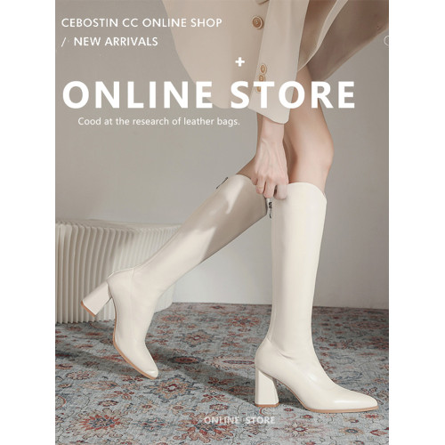 粗跟長靴女2023年秋冬季西部牛仔靴高跟尖頭長筒靴不過膝 粗跟長靴女2023年秋冬季西部牛仔靴高跟尖頭長筒靴不過膝