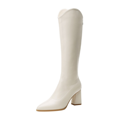 粗跟長靴女2023年秋冬季西部牛仔靴高跟尖頭長筒靴不過膝 粗跟長靴女2023年秋冬季西部牛仔靴高跟尖頭長筒靴不過膝