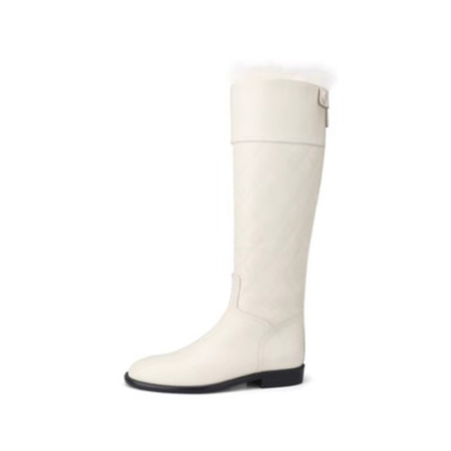 白色雪地靴女冬季加絨加厚皮毛一體保暖平底長筒靴高筒棉靴瘦瘦靴