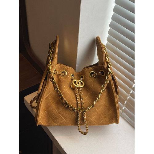 法國CEION & KEUST 復古輕奢鏈條水桶包女單肩包抽繩包時尚托特包