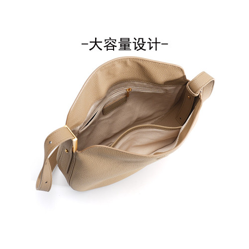 2026年初春新款純色真皮牛皮半月包簡約時尚百搭單肩包女包軟皮包