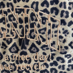 樂天出口日韓GAN豹紋刺綉帆布包男女休閒購物袋手提袋tote 托特包