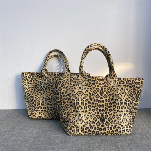 樂天出口日韓GAN豹紋刺綉帆布包男女休閒購物袋手提袋tote 托特包