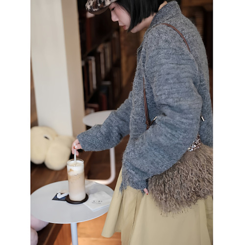 小衆美拉德棕亮片毛毛百搭女生可調節肩帶手機包大容量小衆包包