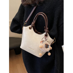 高級感復古包包女式2025年夏季流行百搭質感手拎包單肩斜背水桶包