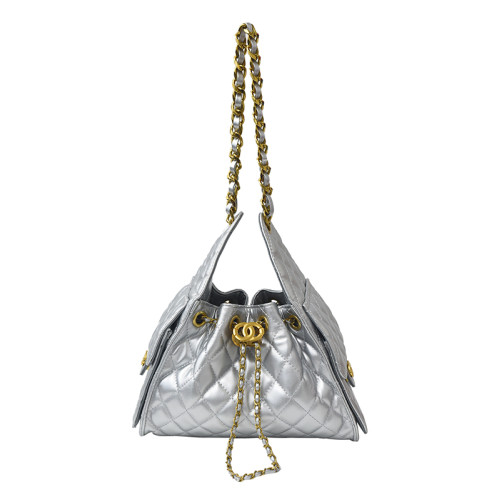 中古小香風抽繩水桶包包菱格鏈條2025新款流行小衆設計單肩腋下包