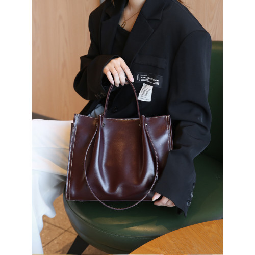 純牛皮大容量單肩手提包女百搭2026冬季新款真皮腋下包氣質托特包 純牛皮大容量單肩手提包女百搭2026冬季新款真皮腋下包氣質托特包