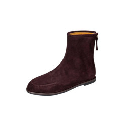 高級感~瘦瘦靴2025新款秋冬磨砂皮平底圓頭灰色短靴女小衆配裙子