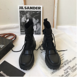 小sun家 馬丁靴女2026春季英倫中筒靴厚底針織系帶靴子女潮ins酷