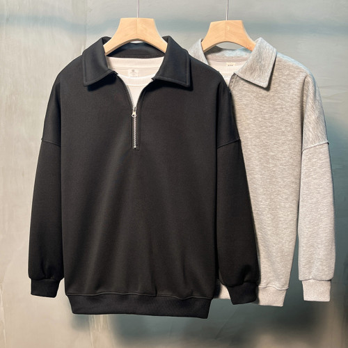 高級感純色開衫衛衣男士2025年春秋季休閒繙領半拉鍊長袖內搭潮流 高級感純色開衫衛衣男士2025年春秋季休閒繙領半拉鍊長袖內搭潮流