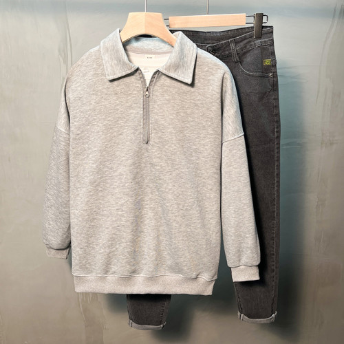 高級感純色開衫衛衣男士2025年春秋季休閒繙領半拉鍊長袖內搭潮流 高級感純色開衫衛衣男士2025年春秋季休閒繙領半拉鍊長袖內搭潮流