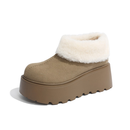 10cm內增高雪地靴女2025新款冬季加絨勃肯鞋短靴毛毛棉鞋厚底女鞋