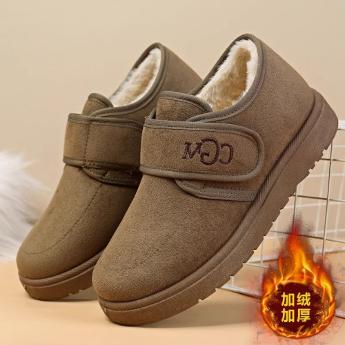 鞋子女棉鞋魔術貼雪地靴加絨加厚博肯鞋百搭休閒短靴防寒保暖棉靴