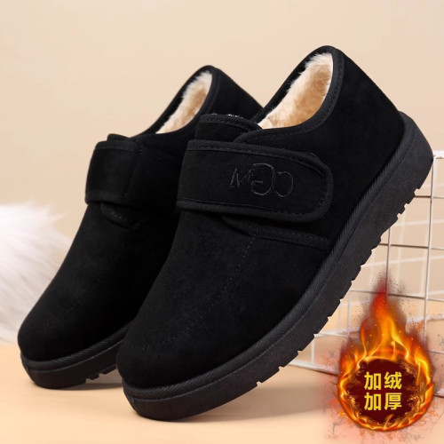 鞋子女棉鞋魔術貼雪地靴加絨加厚博肯鞋百搭休閒短靴防寒保暖棉靴
