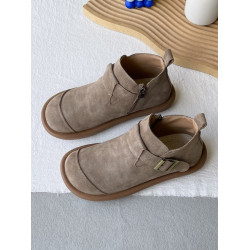 森系復古馬丁靴休閒真皮單鞋女2024年春秋季新款磨砂皮英倫風單靴