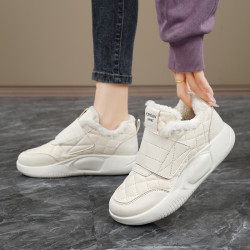 品牌撤櫃真皮新款運動鞋女2025冬季保暖雪地靴魔術貼孕婦加絨棉鞋