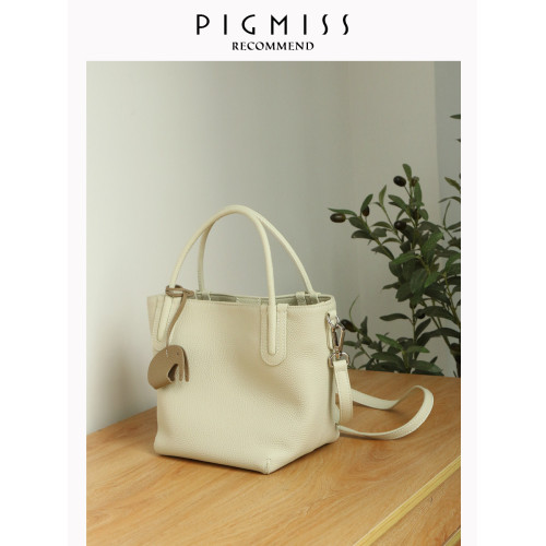 【PIGMISS】菜籃子包新款單肩斜背高級感通勤手提頭層牛皮水桶包 【PIGMISS】菜籃子包新款單肩斜背高級感通勤手提頭層牛皮水桶包