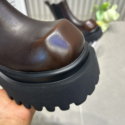 2025新款秋冬加絨大頭鵞頭厚底松糕馬丁靴女靴短筒套筒增高菸筒靴