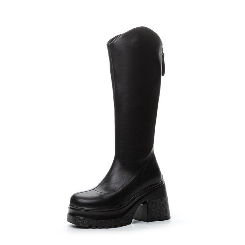 高跟小個子不過膝長靴2026秋冬新款騎士厚底增高長筒靴女瘦瘦靴