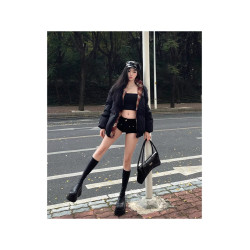 厚底長筒靴女2026秋冬新款黑色早秋靴子女款彈力瘦瘦靴高筒騎士靴