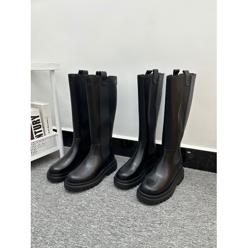 【質感在線】純原厚底高筒靴女時尚圓頭拼接舒適後拉鍊騎士靴