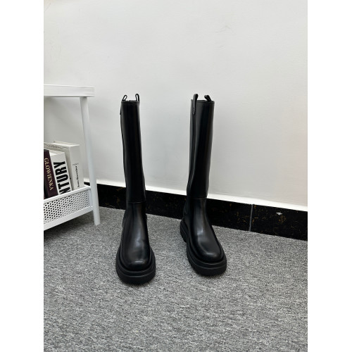 【質感在線】純原厚底高筒靴女時尚圓頭拼接舒適後拉鍊騎士靴