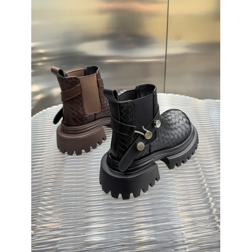 真皮編織厚底復古英倫風菸筒靴女2026秋冬季新款洋氣小短靴子女鞋