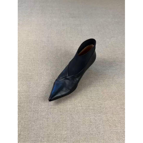 牛皮版~時髦個性簡約小貓跟瘦瘦靴女秋季復古尖頭氣質通勤小踝靴 牛皮版~時髦個性簡約小貓跟瘦瘦靴女秋季復古尖頭氣質通勤小踝靴